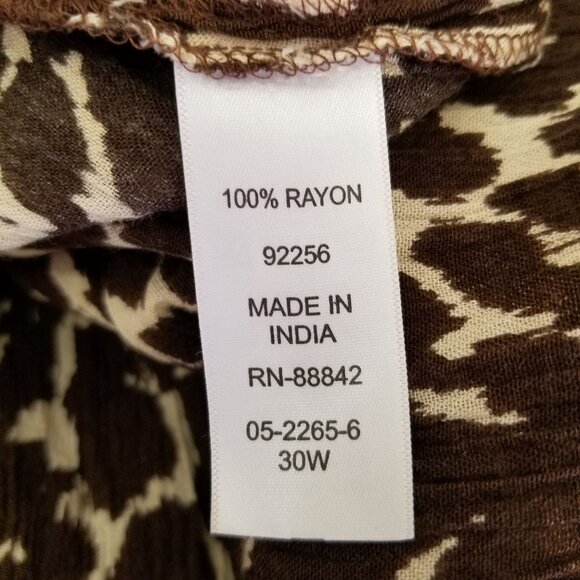 Roamans 30W Leopard Animal Print Dress Modest Button Front V Neck - Picture 6 of 6